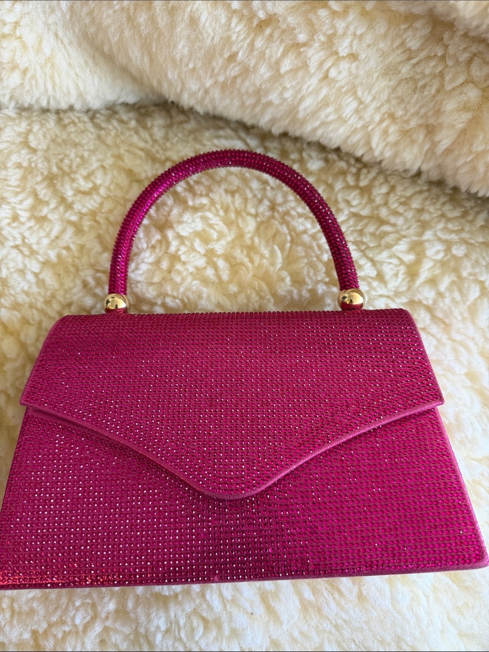 Women's Sparkle Top-Handle Bag in Hot Pink